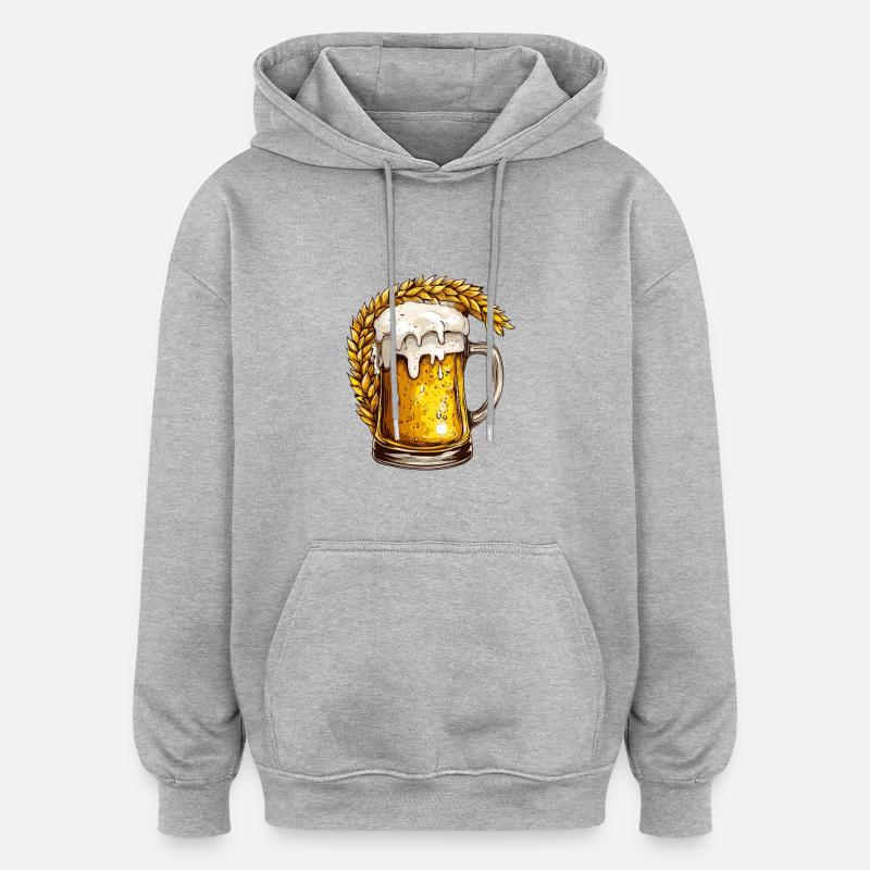 Chope à bière Houblon - Sweat à capuche oversize unisexe - gris chiné