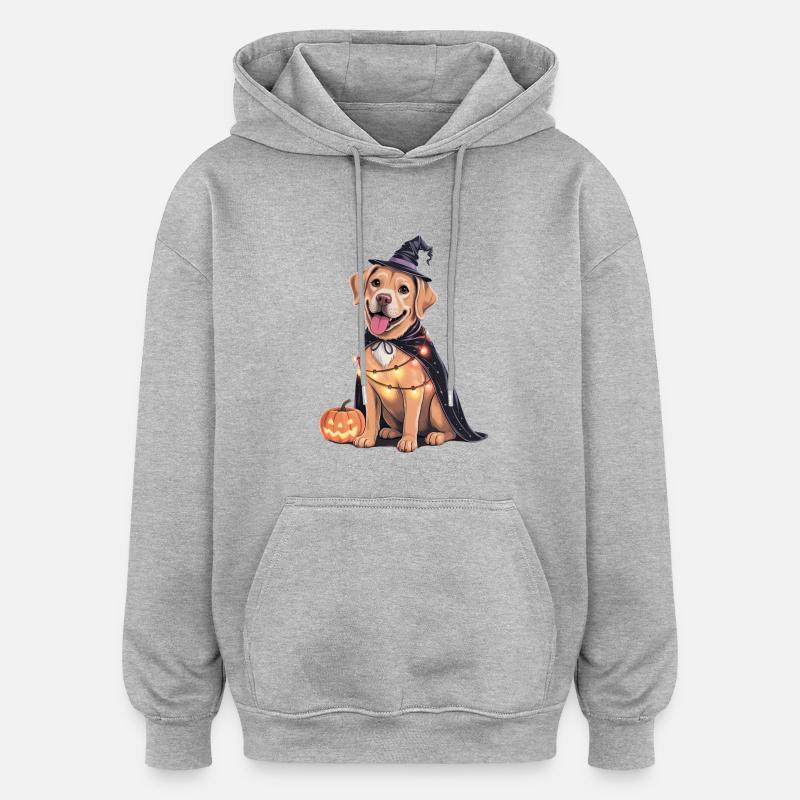 Labrador Chien Halloween - Sweat à capuche oversize unisexe - gris chiné
