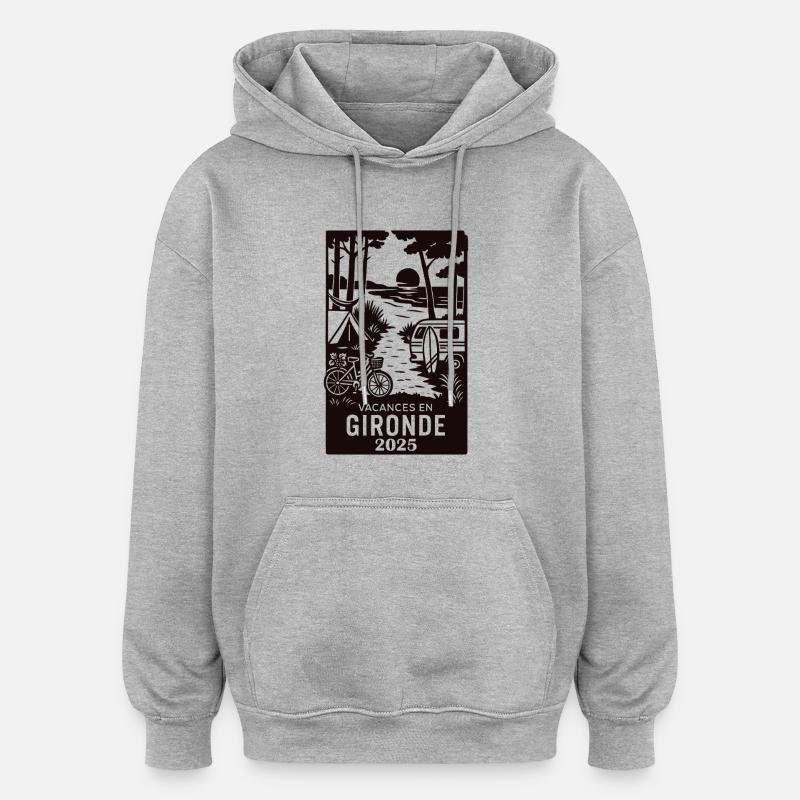 Vacances en Gironde 2025 - Sweat à capuche oversize unisexe - gris chiné