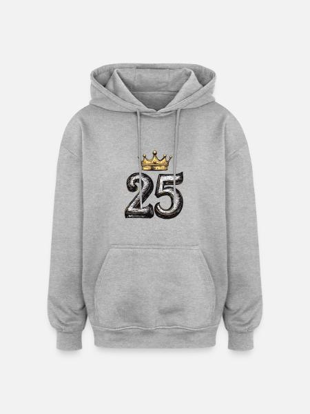 25 Number Crown - Oversized Unisex Hoodie - heather grey