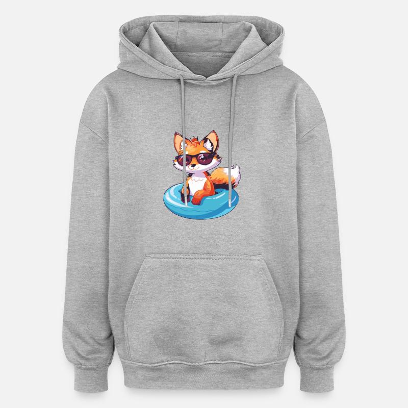 Fuchs Comic Cool - Oversized Unisex Hoodie - Grau meliert