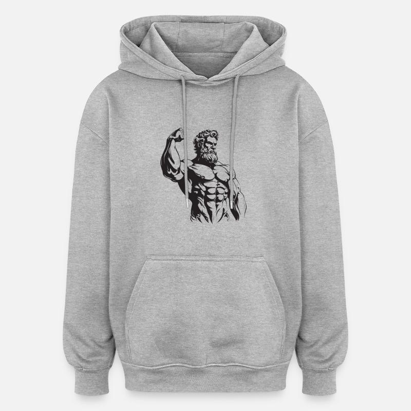 Combattant grec - Sweat à capuche oversize unisexe - gris chiné