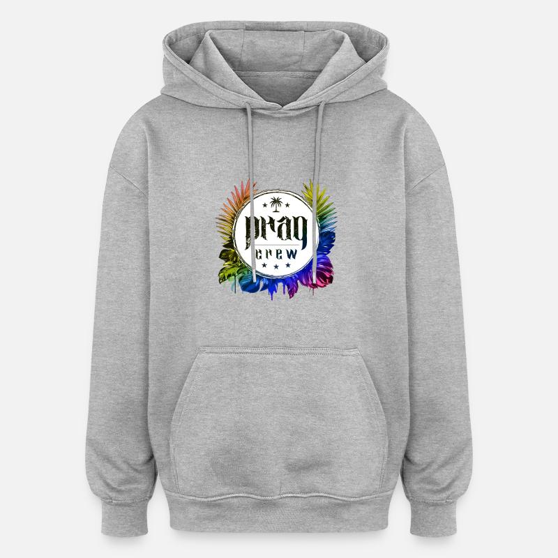 Prag Crew Bunt - Oversized Unisex Hoodie - Grau meliert