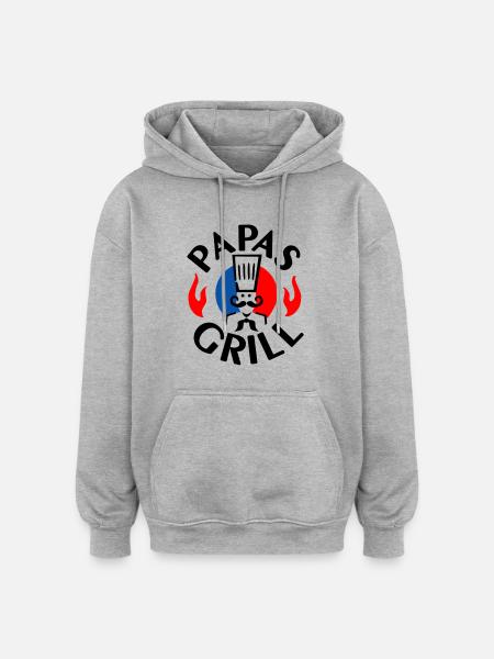 Papas Grill - 3farb - Oversized Unisex Hoodie - Grau meliert