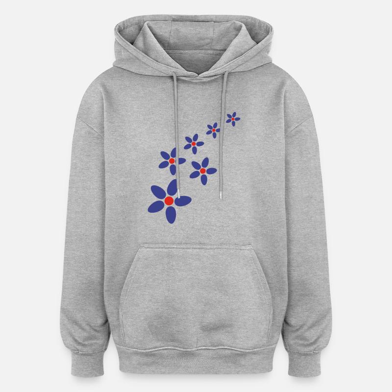 fleur - Sweat à capuche oversize unisexe - gris chiné