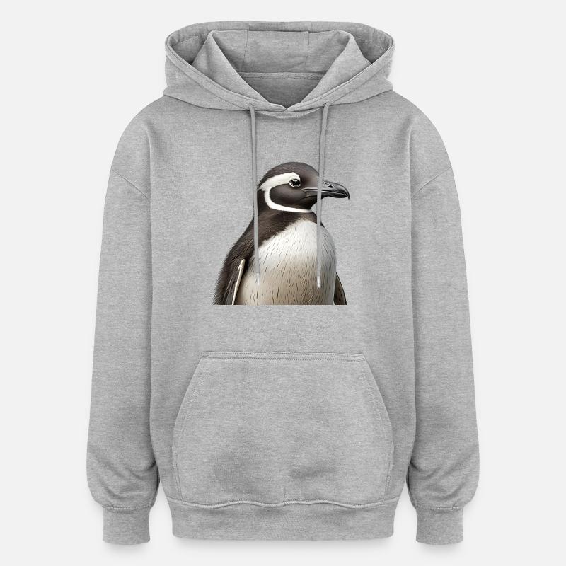 Pinguin - Oversized Unisex Hoodie - Grau meliert