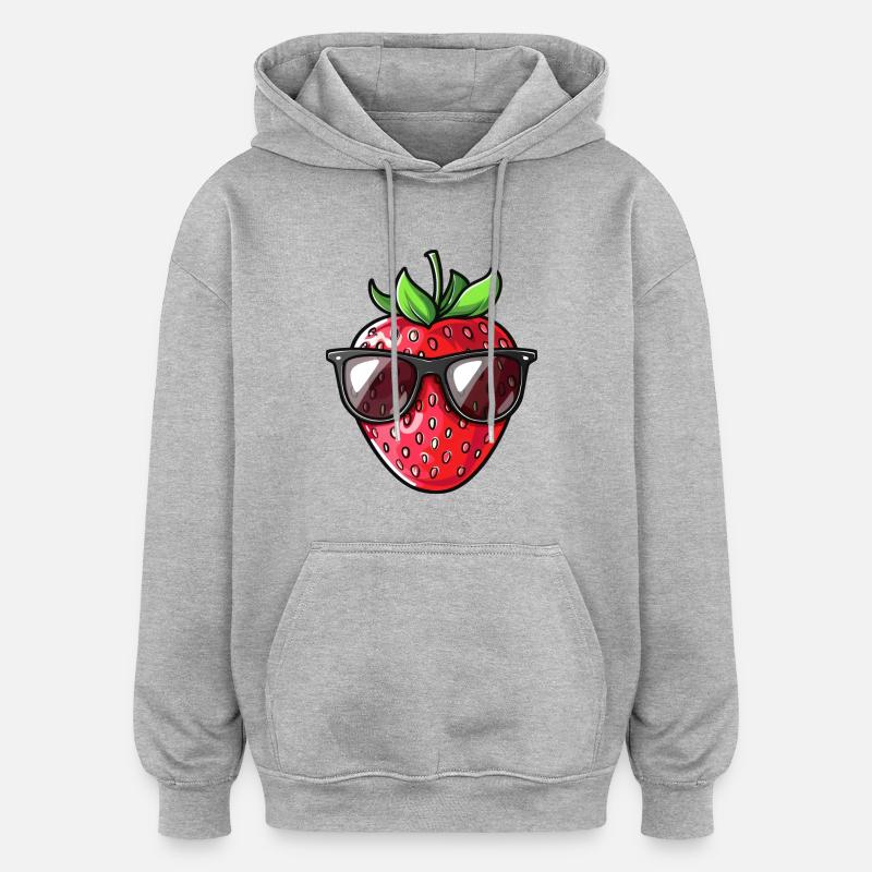 Lunettes de soleil fraise été - Sweat à capuche oversize unisexe - gris chiné