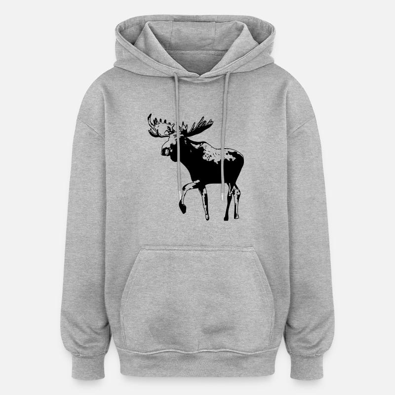 élan - moose - elk - hunting - hunter - Sweat à capuche oversize unisexe - gris chiné