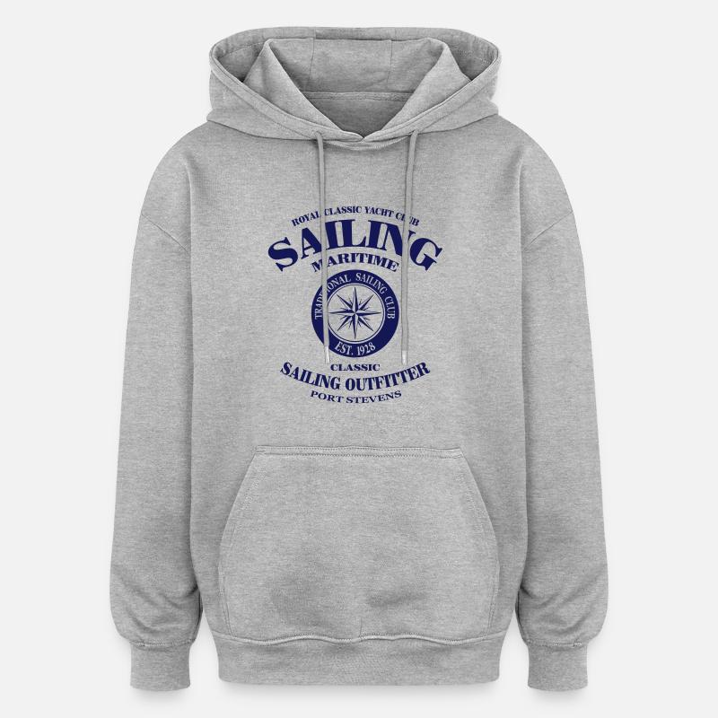 Maritime Sailing - Sweat à capuche oversize unisexe - gris chiné