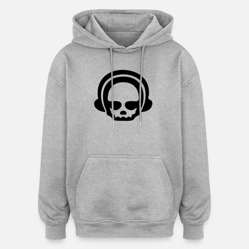 Casque crâne 1Clr - Sweat à capuche oversize unisexe - gris chiné