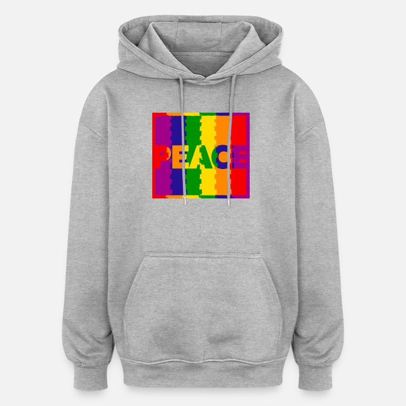 paix - Sweat à capuche oversize unisexe - gris chiné