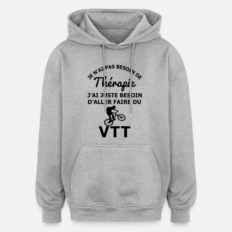 Thérapie VTT - Sweat à capuche oversize unisexe - gris chiné