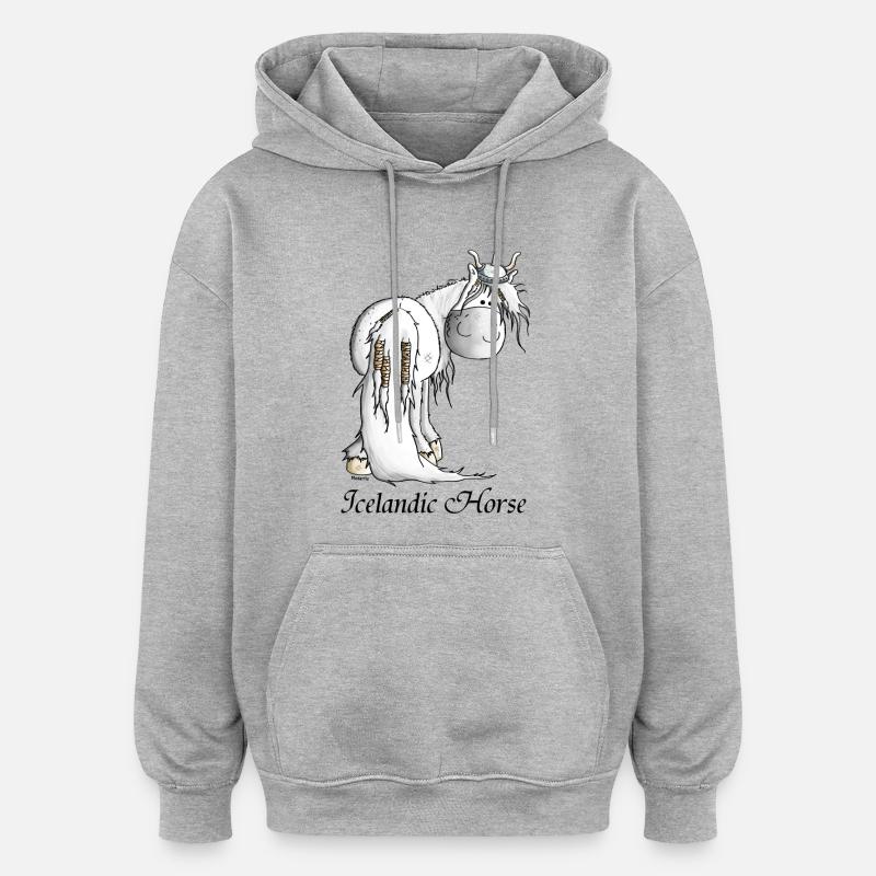 Wilder Wikinger Isländer - Pferd - Oversized Unisex Hoodie - Grau meliert