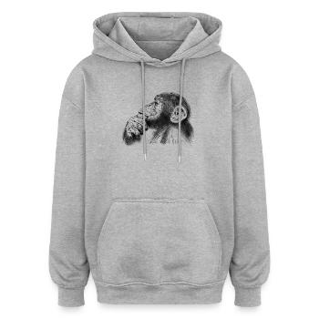 Schimpanse - Oversized Unisex Hoodie - Grau meliert - Vorne - Noah (186cm)