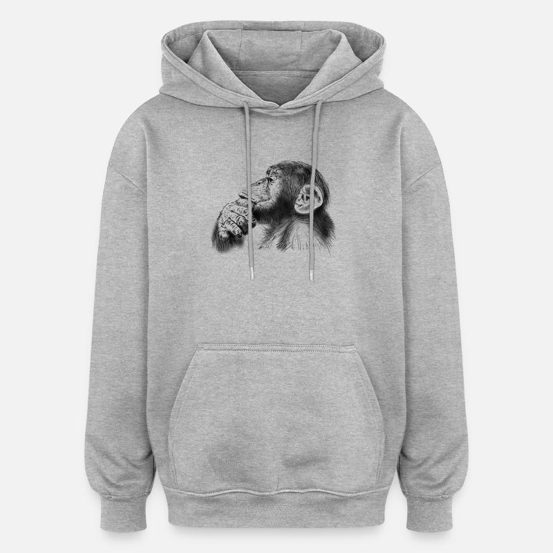 chimpanzé - Sweat à capuche oversize unisexe - gris chiné