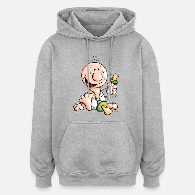 Bébé heureux - Sweat à capuche oversize unisexe - gris chiné