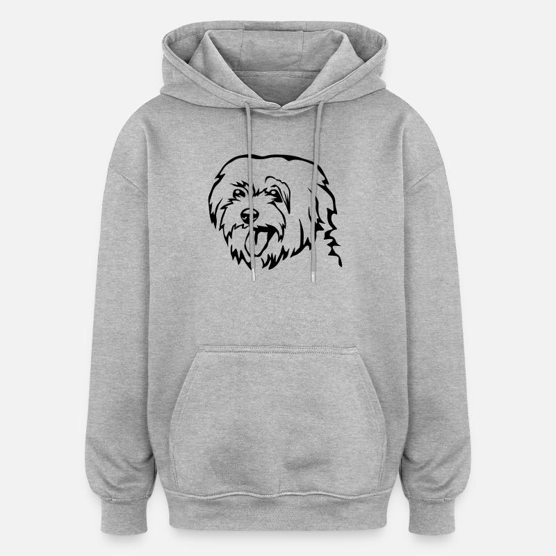 Tête maltaise - Sweat à capuche oversize unisexe - gris chiné