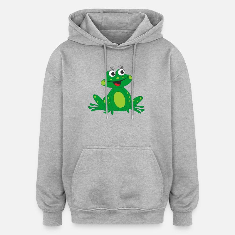 grenouille joyeuse - Sweat à capuche oversize unisexe - gris chiné