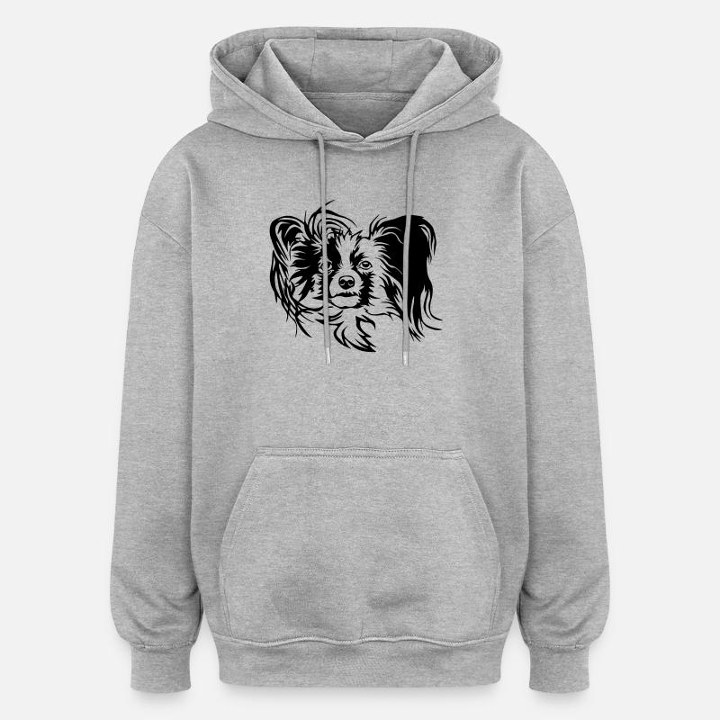 Papillon tête - Sweat à capuche oversize unisexe - gris chiné