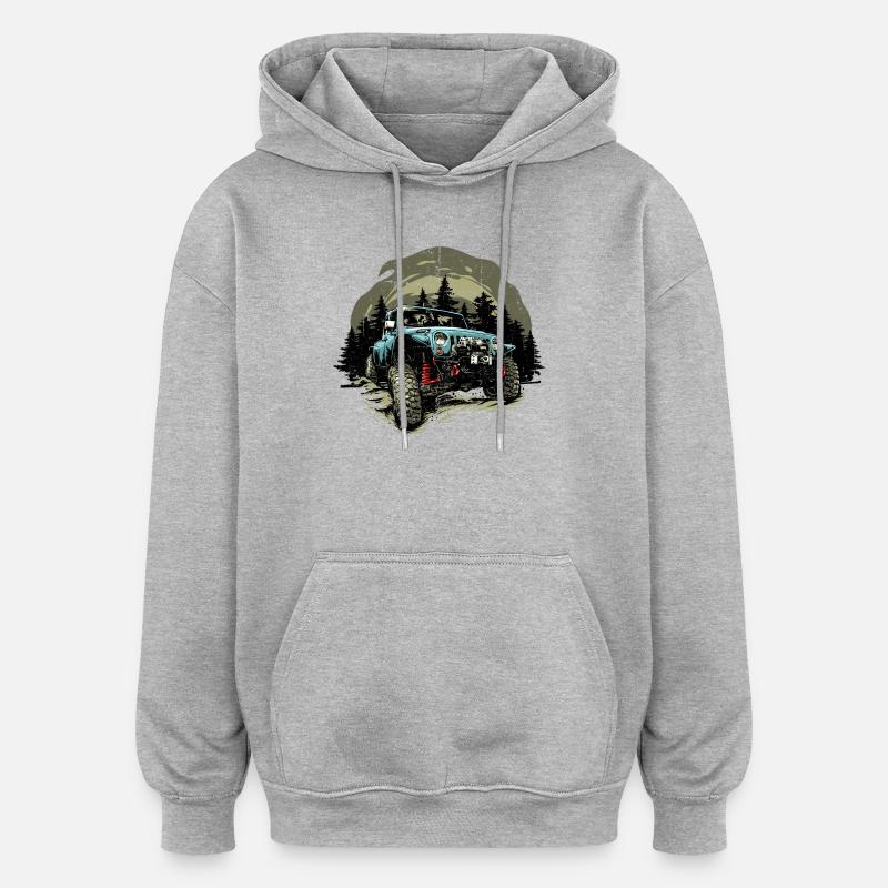 Jeep Offroad Forest bleu - Sweat à capuche oversize unisexe - gris chiné