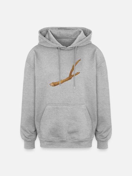 et stykke brudt gren af et træ - Oversize unisex hoodie - grå meleret