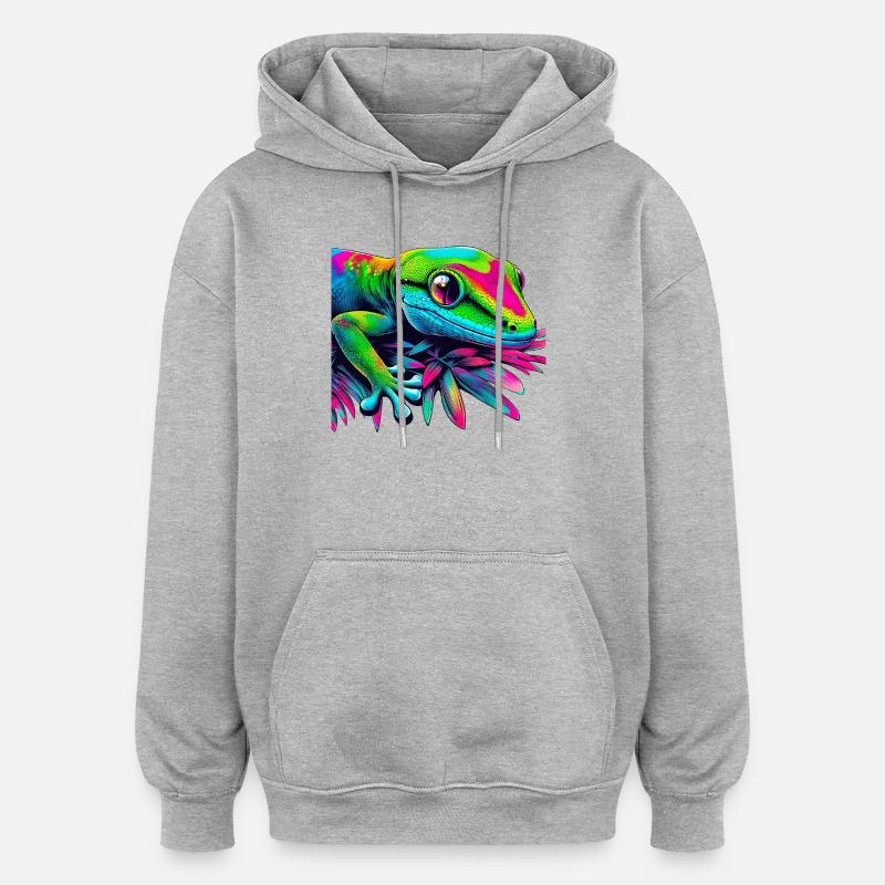 Gecko - Sweat à capuche oversize unisexe - gris chiné
