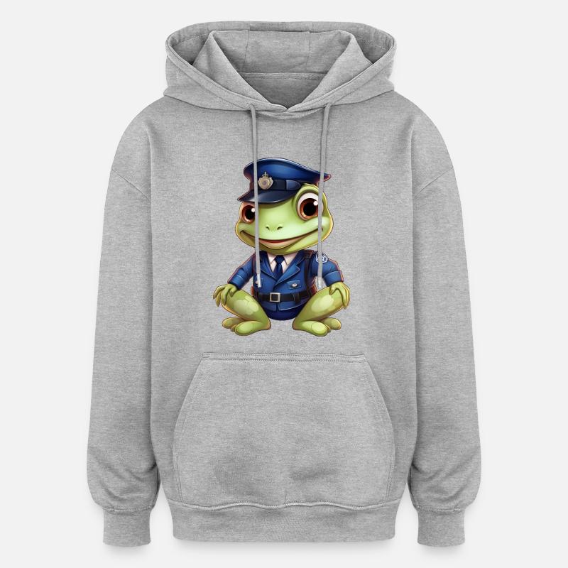 Grenouille Policier - Sweat à capuche oversize unisexe - gris chiné
