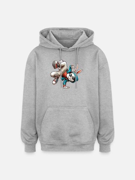 Easter Easter Bunny Dancing Breakdance - Oversized Unisex Hoodie - heather grey