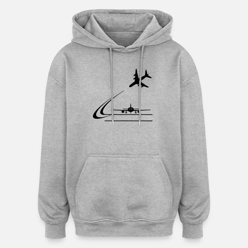 Atterrissage d’aéronefs - Sweat à capuche oversize unisexe - gris chiné