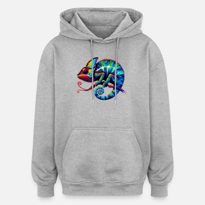 Caméléon - Sweat à capuche oversize unisexe - gris chiné