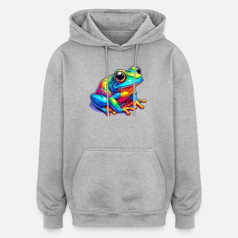 Grenouille - Sweat à capuche oversize unisexe - gris chiné
