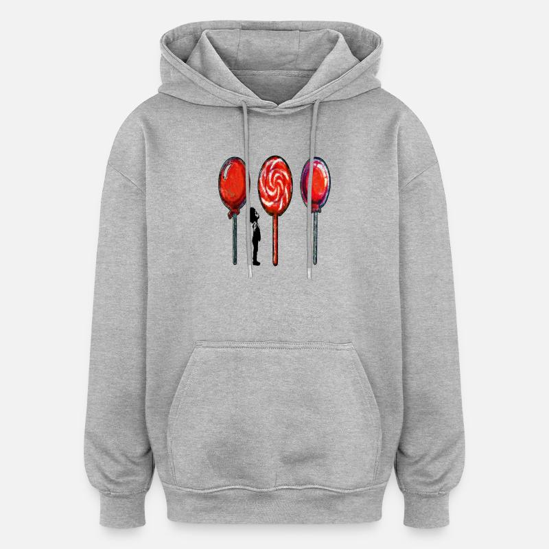 Psychedelische Lollis Trio - Oversized Unisex Hoodie - Grau meliert