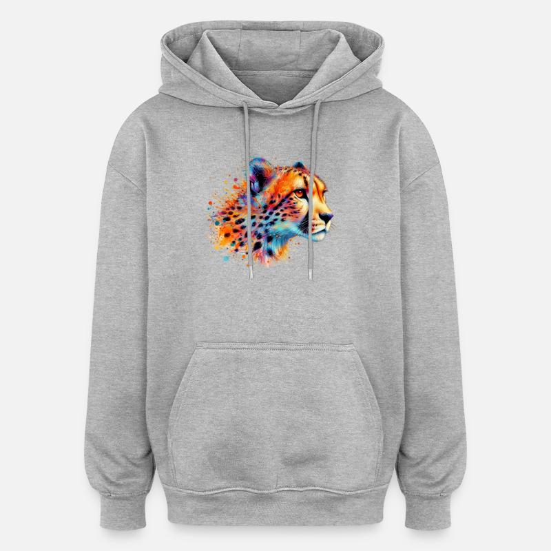 Gepard - Oversized Unisex Hoodie - Grau meliert