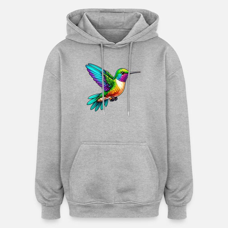 Kolibri - Oversized Unisex Hoodie - Grau meliert