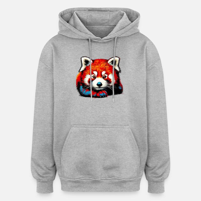 Petit panda - Sweat à capuche oversize unisexe - gris chiné