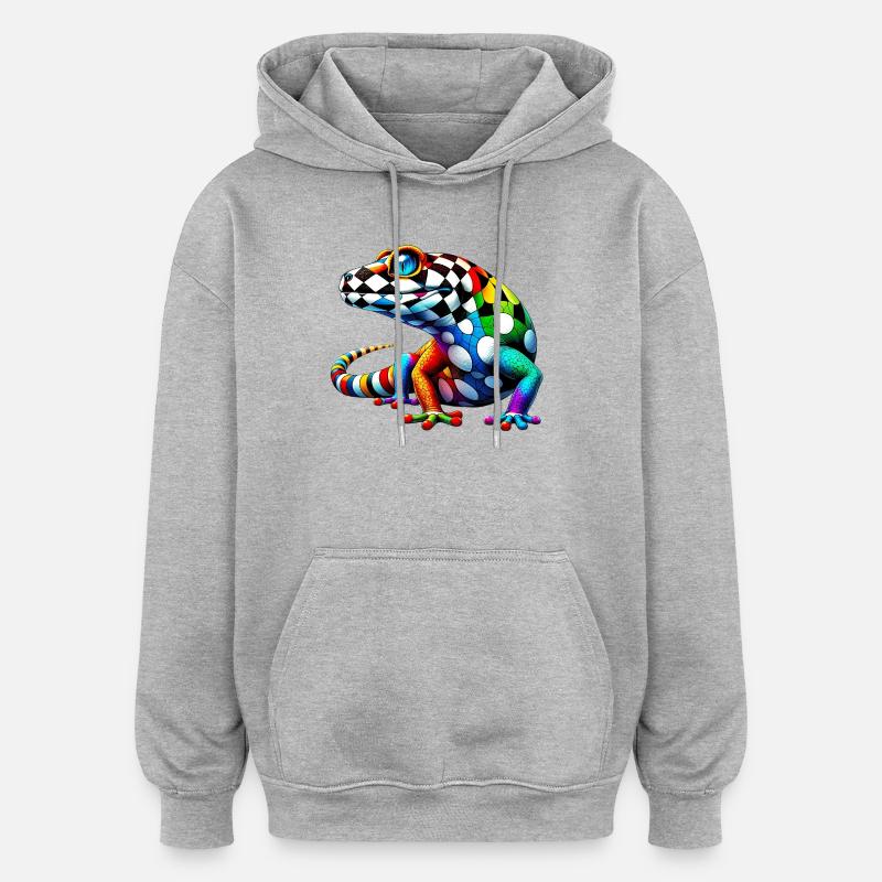 Gecko - Sweat à capuche oversize unisexe - gris chiné
