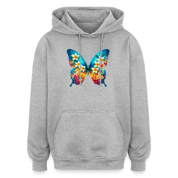 Papillon frangipanier frangipanier - Sweat à capuche oversize unisexe - gris chiné - Devant - Noah (186cm)