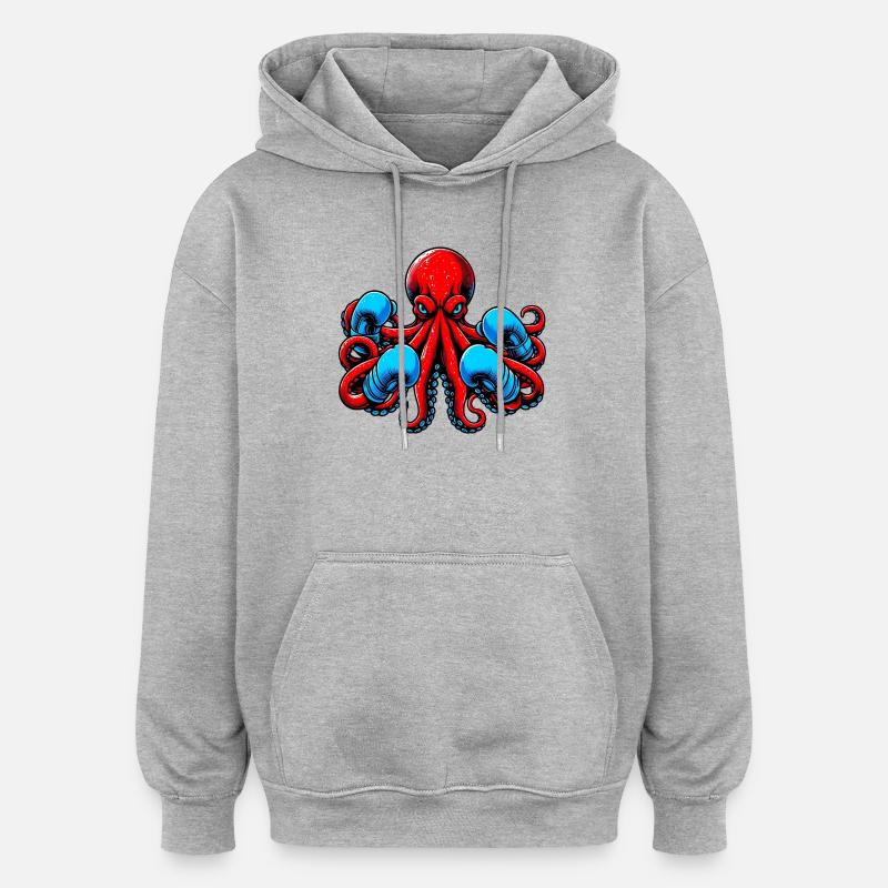 Octopus - Oversized Unisex Hoodie - heather grey