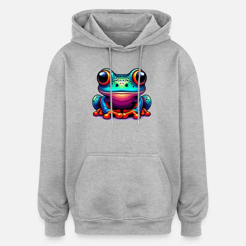 Frosch - Oversized Unisex Hoodie - Grau meliert