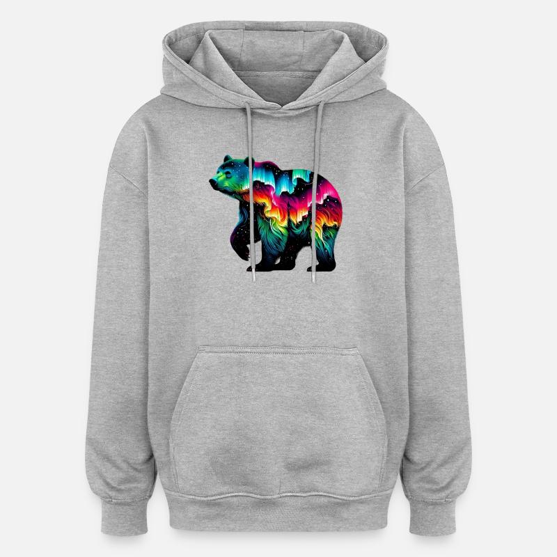 Bär - Oversized Unisex Hoodie - Grau meliert