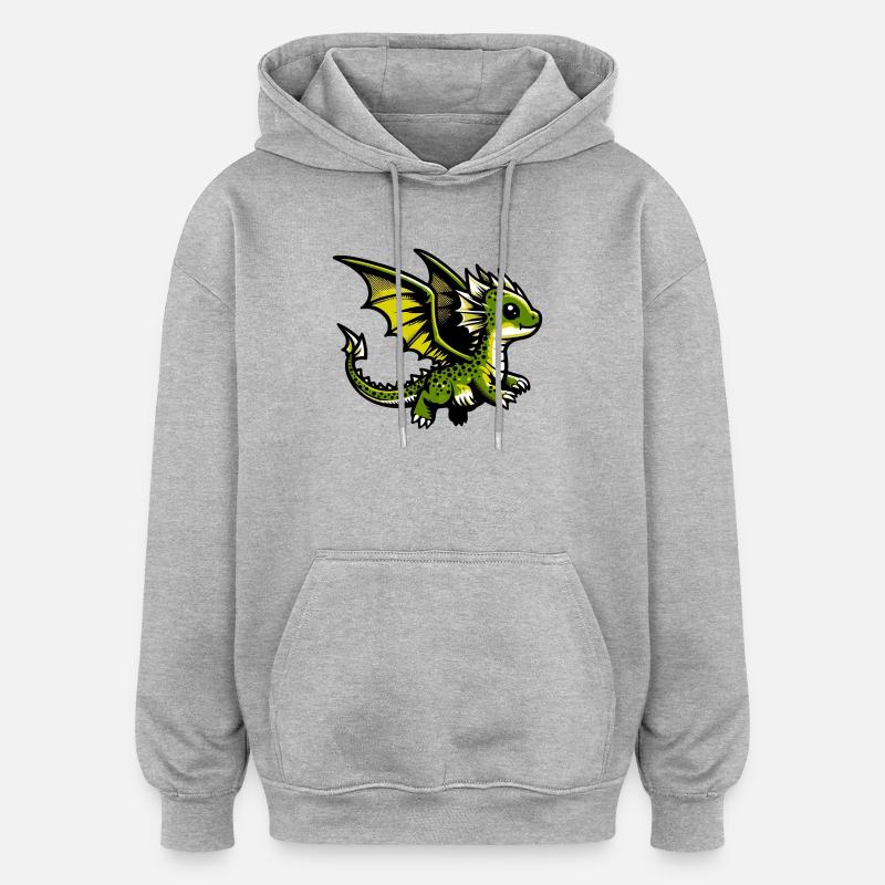 Dragon - Sweat à capuche oversize unisexe - gris chiné