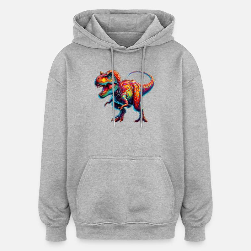 Dinosaurier - Oversized Unisex Hoodie - Grau meliert