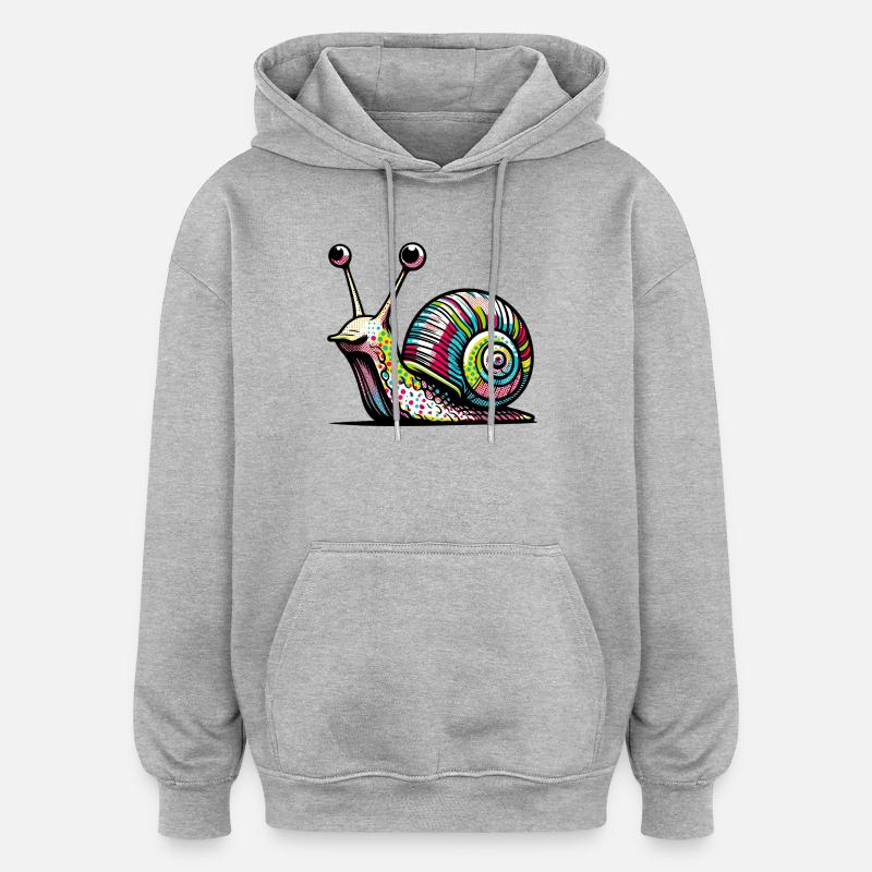 Escargot - Sweat à capuche oversize unisexe - gris chiné