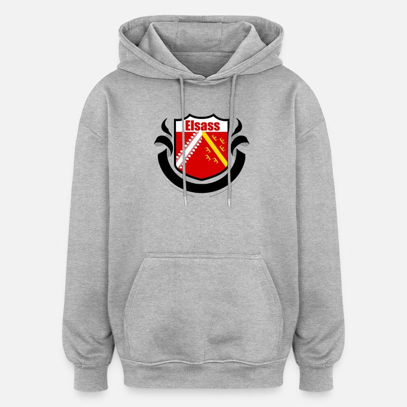 Elsass - Sweat à capuche oversize unisexe - gris chiné