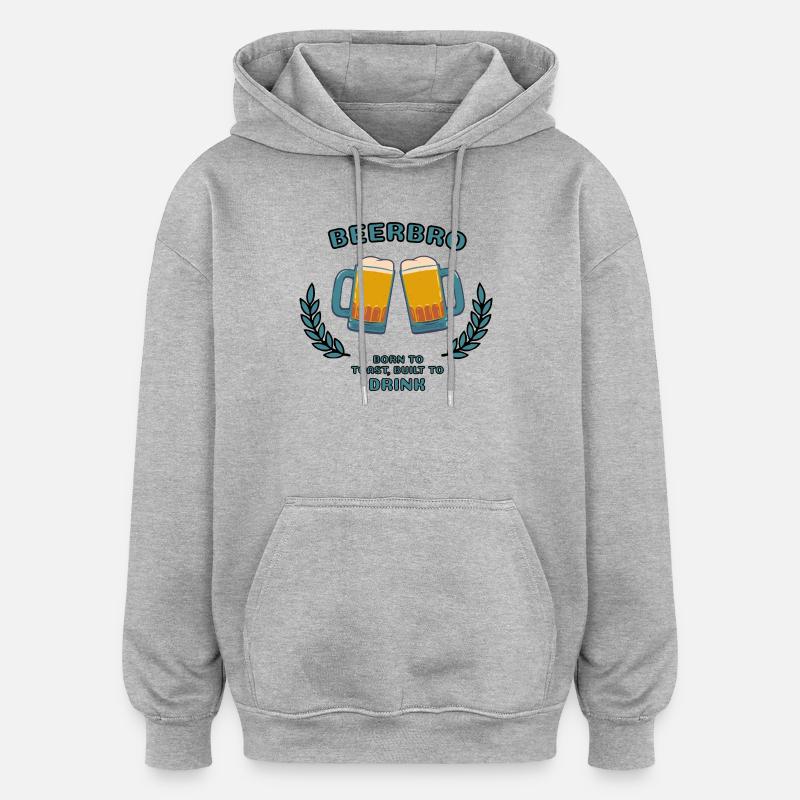 BEERBRO - Oversized Unisex Hoodie - Grau meliert