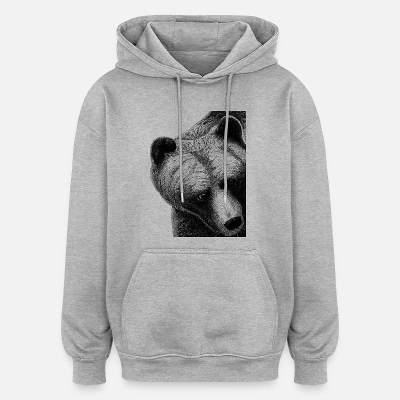 der Bär - Oversized Unisex Hoodie - Grau meliert