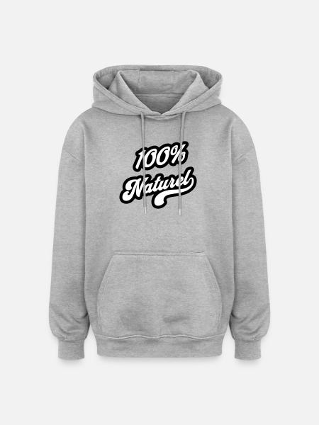 100% Naturel - Sweat à capuche oversize unisexe - gris chiné
