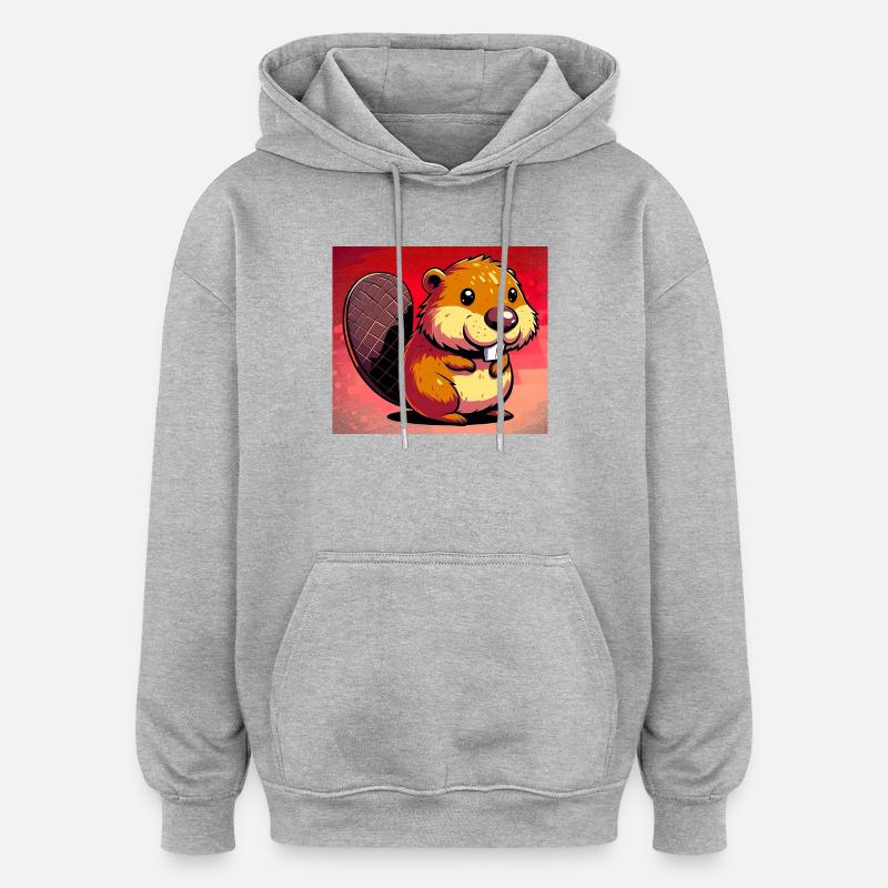 castor - Sweat à capuche oversize unisexe - gris chiné