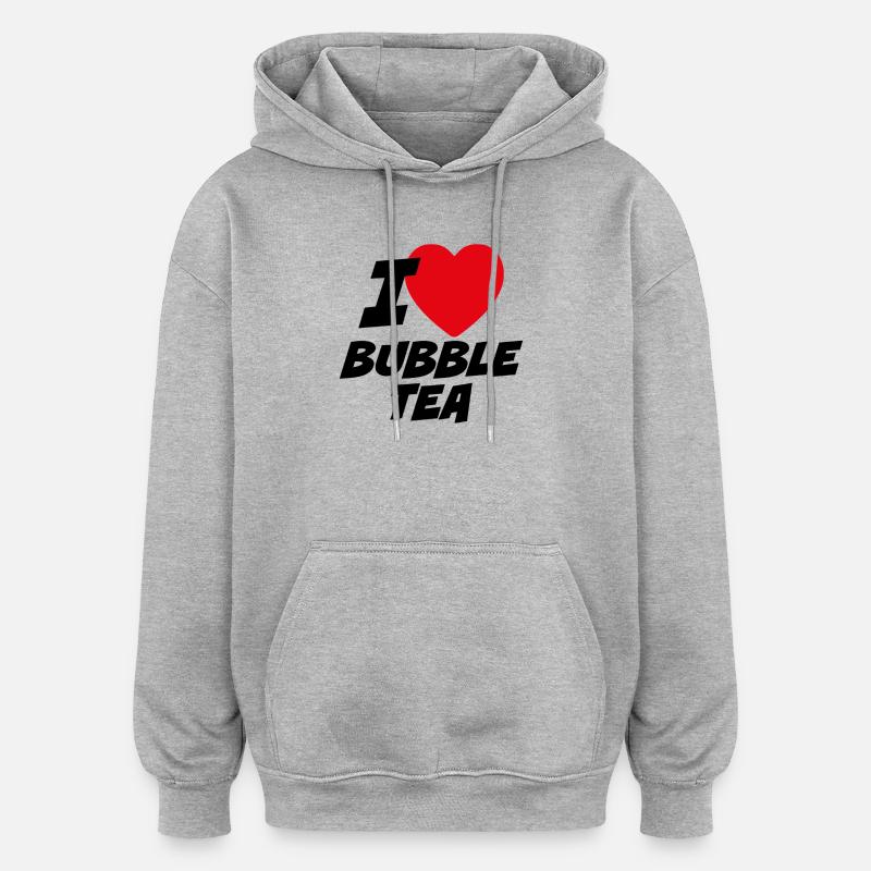 J'adore le thé aux perles - Sweat à capuche oversize unisexe - gris chiné