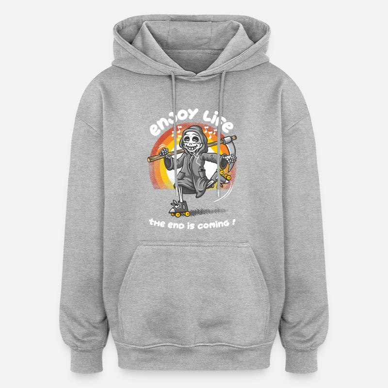 profiter de la vie - Sweat à capuche oversize unisexe - gris chiné